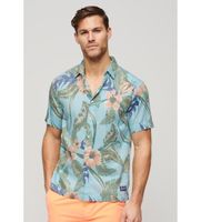 superdry para hombre m4010353a camisa hawaiana azul s casual algodon manga corta
