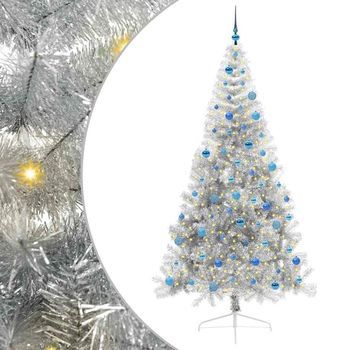 Árbol De Navidad Artificial Preiluminado Plateado 240 Cm Pet