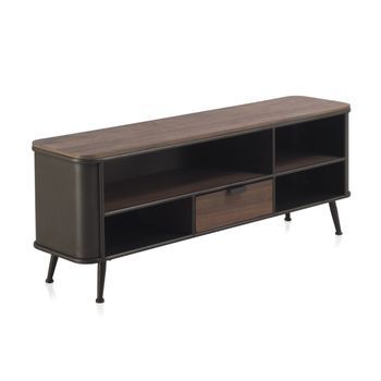 Mueble Tv Metálico Con Encimera Y 1 Cajón De Madera