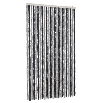 Cortina Antimoscas Chenilla Gris Y Negro 100x220 Cm