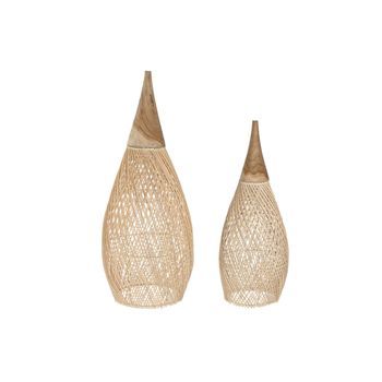 Pantalla Set 2 Bambu Teca 35x35x85 Hecho A Mano