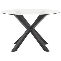 mesa de jardin moderna aluminio r 120 cm patas de aluminio tablero de vidrio transparente negro maletto
