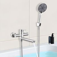grifo mezclador giratorio redondo con ducha de mano - niquel kit de ducha zmh