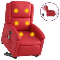 sillon de majaje elevable electrico cuero artificial rojo cfw807107
