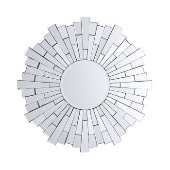 Espejo De Pared Plateado 70 Cm Redondo Acabado Brillante Vire