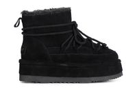 botin de mujer con pelo sintetico y cordones black 37