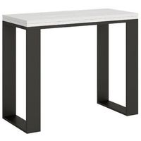 consola pequena extensible en madera y acero antracita noceta 90x4590 cm-color blanco