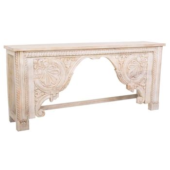 Recibidor-consola de madera acabado artesanal 188x43x85, blanco