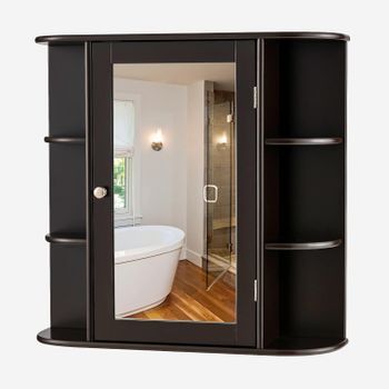 Armario Del Baño Con Espejo Costway 66 X 17 X 63 Cm