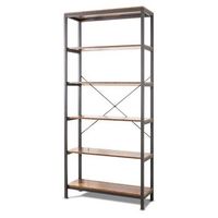 ganbaru - libreria estanteria 6 niveles 80x30xh180 cm estilo industrial