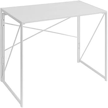 Escritorio De Ordenador Plegable, Modelo Practic De 100 X 50 Cm Mesa Escritorio Moderno Con Estructura Metálica(blanco)