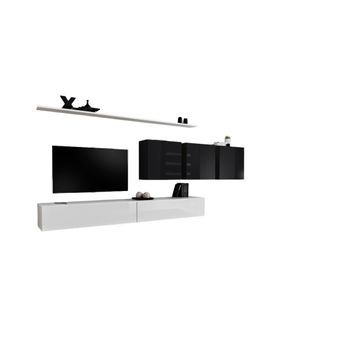 Conjunto De Muebles Para Sala Switch Vii De Diseño, En Colores Blanco Y Negro Brillante.