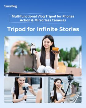 Empuñadura de Mano SmallRig para DJI Osmo Action 6, para Cámaras GoPro, Smartphones, Trípode de Escritorio VT-17, Trípode de Viaje 3 en 1