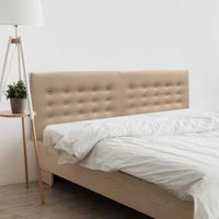 dhome cabecero de polipiel con 3 hileras de botones cabezal tapizado cama lujo marron claro 160cm 2piezas