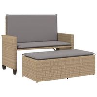 banco de jardin  silla de jardin con cojines y reposapies ratan sintetico beige