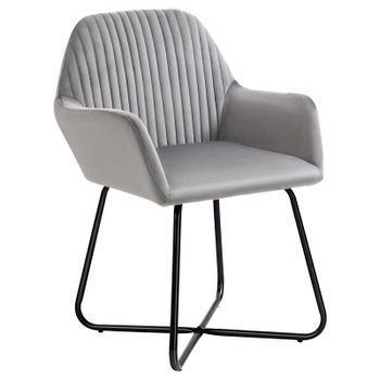 Homcom Butaca De Salón Tapizada En Terciopelo Con Asiento Acolchado Gris