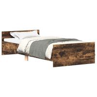 cama individual  cama para adultos  estructura de cama madera de ingenieria roble ahumado 75x190 cm