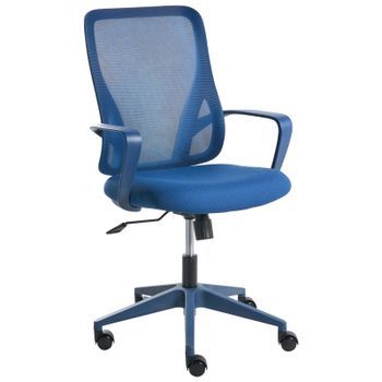 Silla De Oficina De Escritorio Giratoria Ajustable En Altura Tapicería De Malla Azul Luma