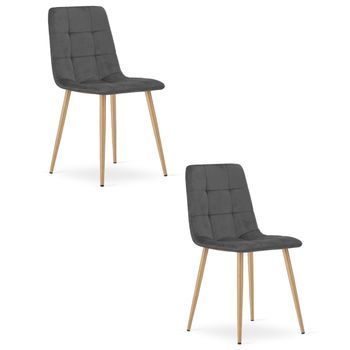 Set De 2 Silla De Comedor Terciopelo Valora Pira Asiento De Terciopelo Gris Oscuro