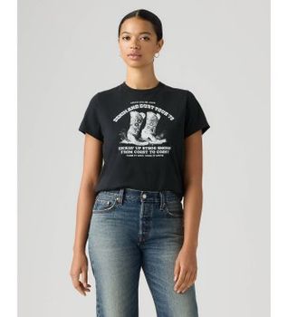 Levi's para mujer. 005GV-0084 Camiseta T2 Perfect negro (L), Casual, Algodón, Manga corta