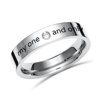 Anillo titanio brillante grabado laser 4 mm