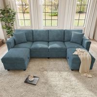 sofa modular convertible en l o u chenilla azul 261  134  82 cm
