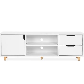 Mueble Tv De Madera - Diseño Escandinavo - Waan Blanco