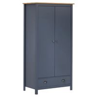 armario de almacenamiento  armario de 2 puertas hill madera maciza pino gris 89x50x170cm cfw739736