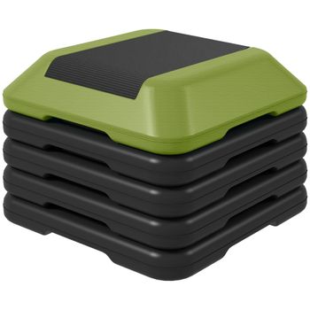 SPORTNOW Step para Fitness Stepper Antideslizante con Altura Ajustable de 10/15/20/25/30 cm Carga 150 kg Verde