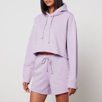 ganni isoli cropped organic cotton-jersey hoodie - sm