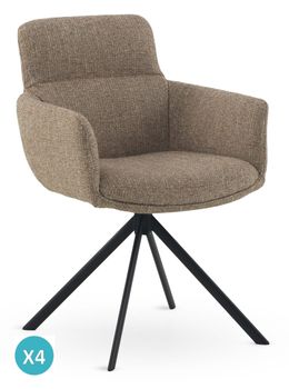 Pack 4 sillones tapizados tweed marrón moteado