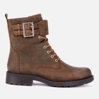clarks womens orinoco 2 leather lace up boots - dark olive - uk 3