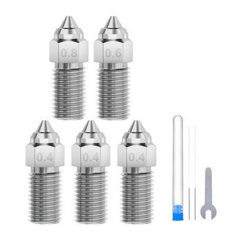 Boquillas ELEGOO Neptune 4 / 4 Pro Acero Endurecido 0.4 mm x3, 0.6 mm x1, 0.8 mm x1