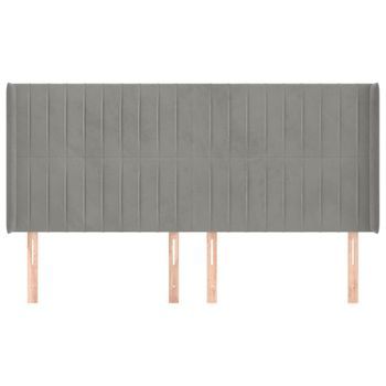 Cabecero Cama Mueble De Dormitorio Con Orejas De Terciopelo Claro 183 X 16 X 118/128 Cm Gris M02_0003813