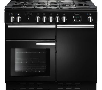 RANGEMASTER Professional Dual Fuel Range Cooker - Black & Chrome, Black