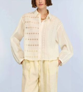 Semicouture para mujer. S6SG05 Camisa Edwina beige (42), Casual, Algodón, Manga larga
