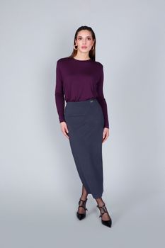 falda lápiz de tejido elástico anthracite