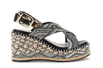 sandalias cruzadas de tela sobre una cuña envuelta multi black 37