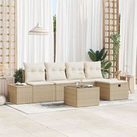 juego de sofa de jardin de 6 piezas con cojines beige poliratan v8211 unico  beige