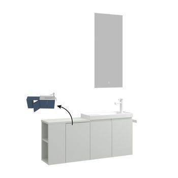Conjunto De Mueble Con Lavabo Y Espejo (2 Piezas)  - 40 X 22 X 45 Cm - Cachemira Mate