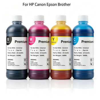 Tinta de recarga universal premium de 500 ml a base de colorante, de gran capacidad, para impresoras de inyección de tinta Epson, Canon, HP, Brother, Lexmark, Samsung, Dell