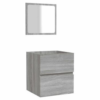 Armario De Baño Con Espejo Madera Contrachapada Gris Sonoma