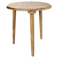 mesa de centro de madera artesanal marron 45x45x45