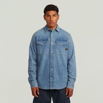 G-Star Raw Camisa manga larga D29312-D252 MARINE SLIM SHIRT L\S DNM-H090 FADED AZURA BLUE para hombre