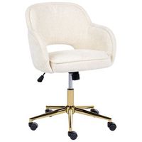 silla de oficina tapizada en chenilla base giratoria altura regulable respaldo reclinable blanco crema ember