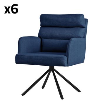 6x sillas de comedor giratoria azul oscuro tapizado respaldo extraíble