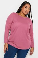 yours camiseta manga larga rosa  mujer curvy y tallas grandes yours