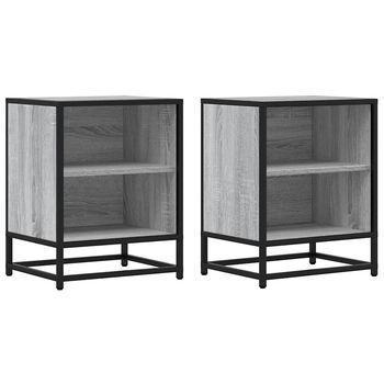 Pack 2 Uds Mesitas Noche | Mesilla De Noche Madera Ingeniería Gris Sonoma 40x31x50 Cm