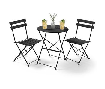 Conjunto de muebles para balcón orion mesa redonda y 2 sillas en elegante negro