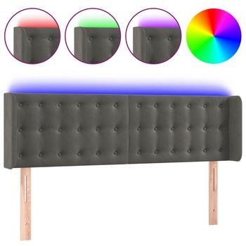Cabecero Con Led De Terciopelo Gris Oscuro 147x16x78/88 Cm Vidaxl